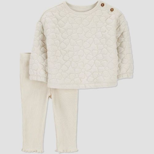 Carter's Just One You® Baby Girls' 2pc Quilted Floral Top & Pants Set - Cream