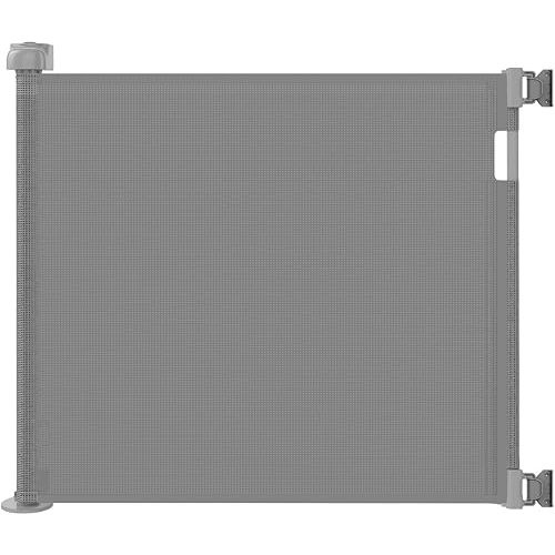 Retractable Baby Gate for Doorways and Stairs, Mesh Safety Gate for Pet, Indoor & Outdoor Use, One-Hand Operation, Easy Installation, 33.6" Tall, Expands to 55" Wide（Grey,33.6"x55"