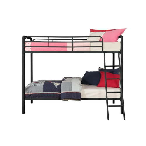 DHP Dusty Twin over Twin Metal Bunk Bed with Secured Ladder and Bottom Space, Black