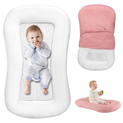 Gofinoday Baby Lounger Pillow for Newborn 0-12 Months, Portable Infant Nest with Removable Cover, Soft & Breathable Lounger for Baby Boys and Girls