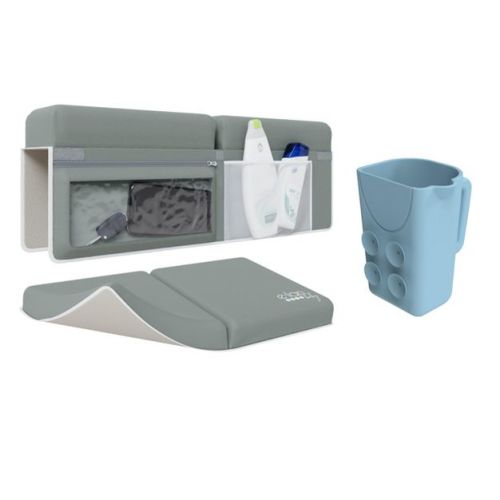 Elan Baby Bath Kneeler & Elbow Rest Pad Set with Bathing Cup, Non-Slip Design, Includes 4 Toy Pockets – Waterproof and Easy to Clean