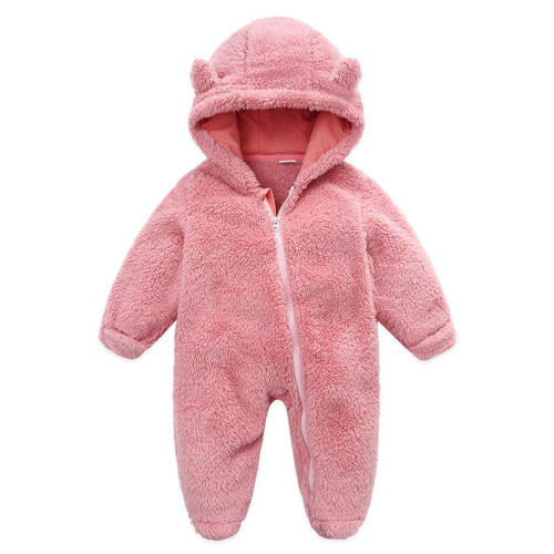 Winter Baby Clothes Warm Fleece Thick Onesie Ear Hooded Jumpsuits Newborn Boys Girls Romper Kids Coats Jackets