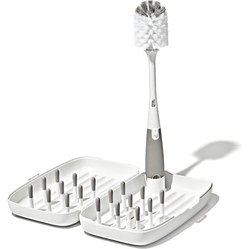 OXO Tot Travel Size Drying Rack with Bottle Brush- Gray
