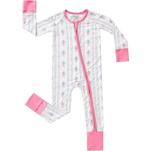 pureborn Baby Sleeper Viscose from Bamboo Zipper Footies Pjs 0-24 Months | Buttery soft, 2 way zipper, breathable, infant boy girl, fold-over mittens & foot cuffs, all-season, comfort, snug, unisex