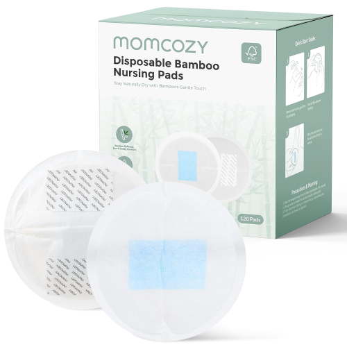 Momcozy Bamboo Fiber Disposable Nursing/Breast Pads, 100% Natural,Breastfeeding Essentials,120Count