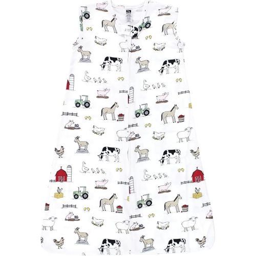 Hudson Baby Unisex Baby Cotton Sleeveless Wearable Sleeping Bag, Sack, Blanket, Farm, 6-12 Months