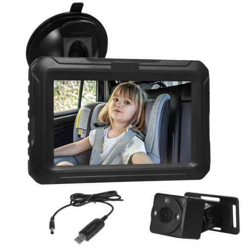 Nieyigj 1080P Baby Car Camera, 4.3 inches / 10.9 cm Monitor with Night Vision, 150 Wide Angle Backseat Headrest Mirror for Infant Toddler