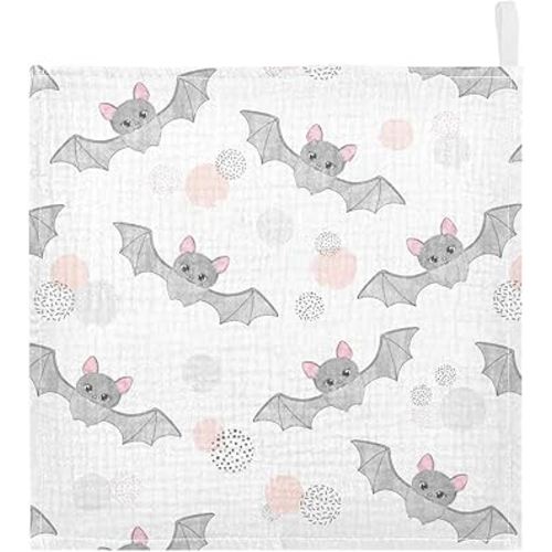 vvfelixl Baby Muslin Washcloths Cute Watercolor Flying Bats Baby Burp Cloths Cotton Baby Face Towel for Newborn Infants Boys Girls Soft and Absorbent 11.8 X 11.8 in, 3 Pack White