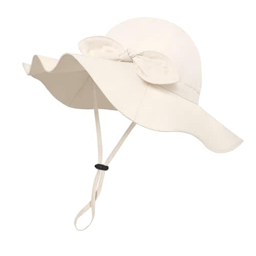Baby Girl Sun Hat with UPF 50+ Outdoor Adjustable Beach Hat with Wide Brim Bucket Hats