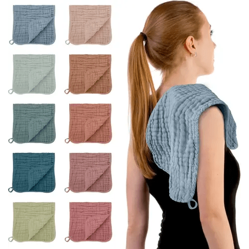 HIPHOP PANDA Muslin Burp Cloths, 10 Pack - Large 20" X10" - Ultra Absorbent and Soft 100% Cotton Baby Essentials Drool Rags and Messes for Newborn - ​Colorful Designs for Boy Girl, Multicolor 2