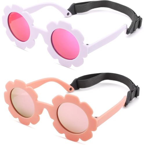 Polarized Baby Sunglasses with Strap β Flexible Flower Shaped Sunglasses for Toddler & Infant Age 0-24 Months