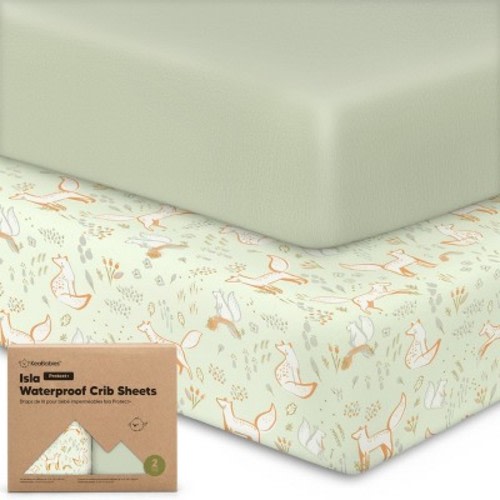 KeaBabies Isla Waterproof Crib Sheets for Boys, Girls, 2pk Baby Fitted Crib Sheet, Waterproof Crib Mattress Protector Sheets