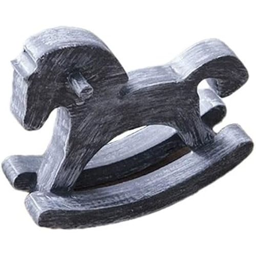 Wooden Rocking Horse Decorative for SCULPTURE for Desk and Shelf, Hand Painted Handcrafted Ornament for Home and Office (blue)