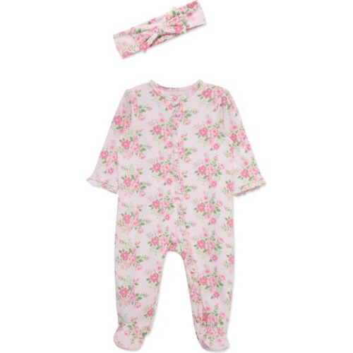 Roses Cotton Footie with Headband