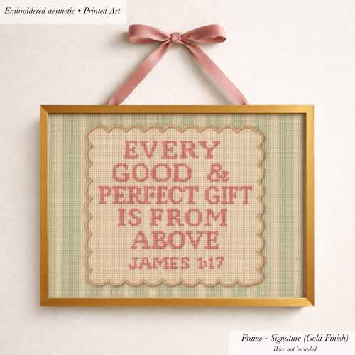 James 1:17 Nursery Print Vintage Cottagecore Bible Wall Art