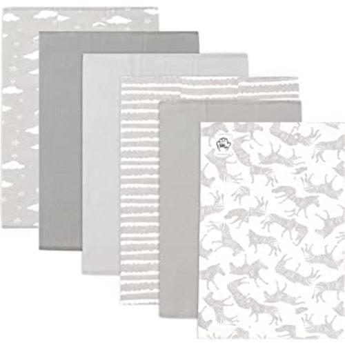 Baby Burp Cloths for Boys and Girls - 6 Pack Large 100% Cotton - Double Layered Extra Absorbent Burp Rags, Grey