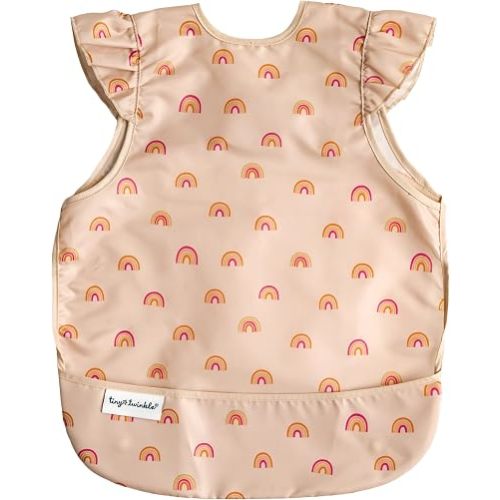 Tiny Twinkle Mess Proof Baby Bib for Girls | Waterproof Toddler Bib for Eating | Baby Apron for Feeding | Machine Washable | Perfect Shower Gift (Boho Rainbow, 6–24M)
