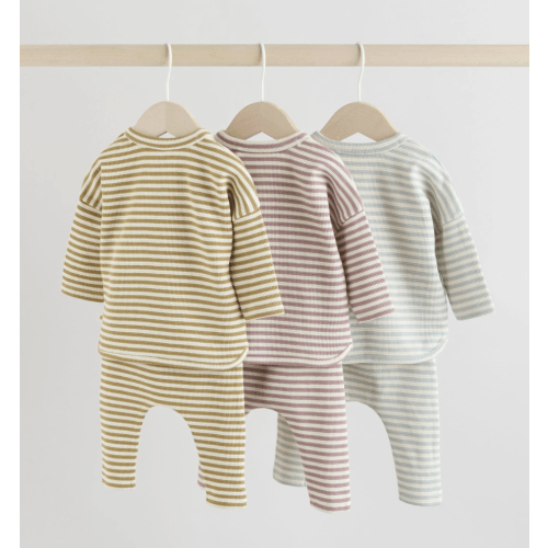 Yellow/Pink/Blue Baby Jersey Tops and Leggings Set 6 Piece - up to 3 month