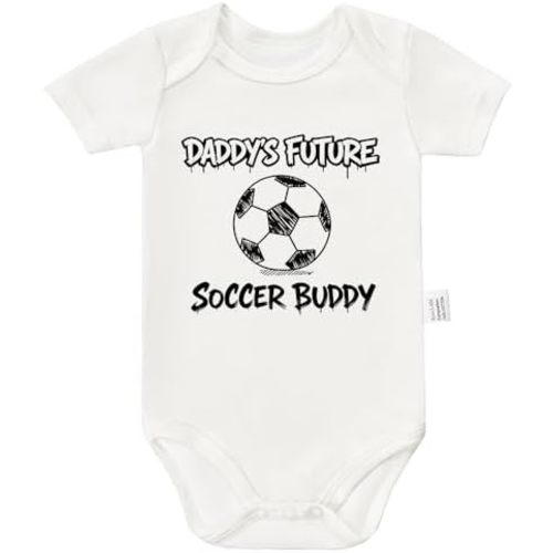 Daddy's Future Soccer Buddy Bodysuit, Gender Neutral Baby Clothes, Funny Infant Fashion Short Sleeve Sports Suit