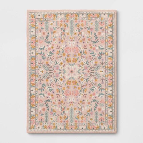 4'x5'6" Floral Kids' Rug Pink - Pillowfort™