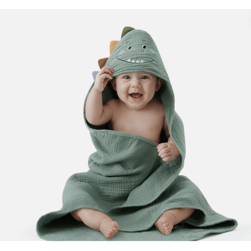 Blissful Diary Muslin Baby Hooded Towel 1 Pack, Soft & Absorbent Bath – FluffyTub