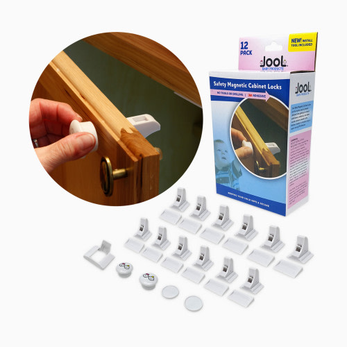 Jool Baby Magnetic Cabinet Locks (12 Locks, 2 Keys) - White