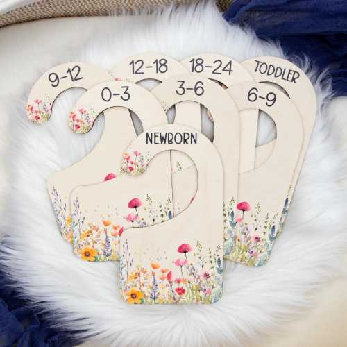 Wildflower Clothing Dividers, Wild Flower Baby Clothing Divider, Wood Wardrobe Divider, Nursery Closet Decor, Boho Theme