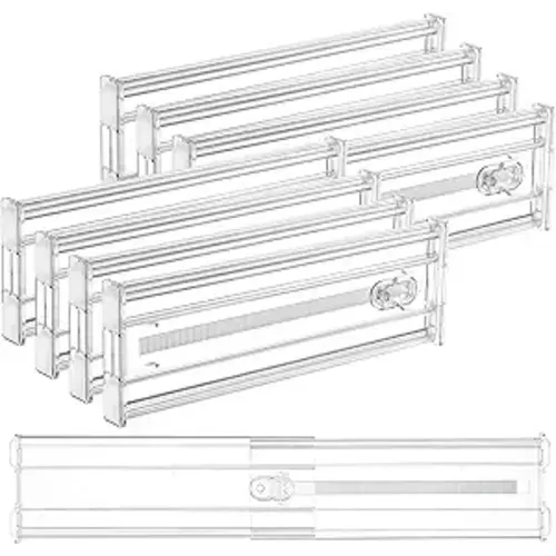 Vtopmart 8 Pack 4" Regular Upgrade Drawer Dividers for Clothes, 12.8"-22.3" Expandable Dresser Drawer Organizer, Clear Plastic Separators for Dresser, Baby Clothing, Underwear, Cosmetic, Toiletries