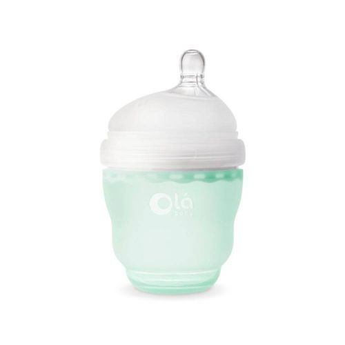 Olababy Silicone Gentle Baby Bottle - Mint - 4oz: 1-Pack, Level 1 - Slow Flow, BPA-Free