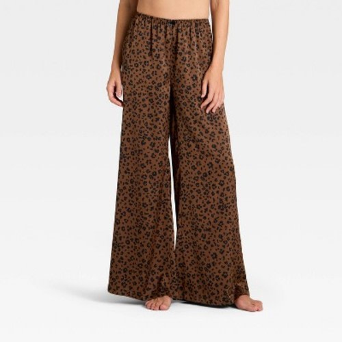 Women's Satin Pajama Pants - Auden™ Leopard Print XXL
