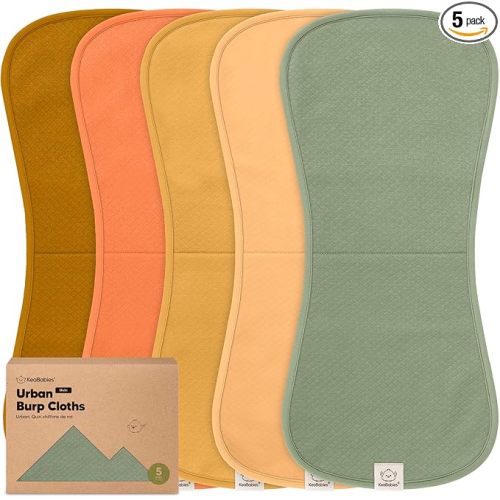 KeaBabies 5-Pack Organic Burp Cloths Baby Girl, Boy - Extra Large, Absorbent Baby Burp Cloths, Soft Burping Cloths for Babies, Newborn Burp Clothes, Cotton Burp Rags, Thick Burp Cloth (Phase/Quin)