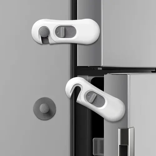 5-Pack Child Proof Refrigerator Lock with 3M Adhesive, Baby Child Safety Cabinet Locks, Kids Safety Fridge Locks for Oven Drawers Freezer Door Latches- White