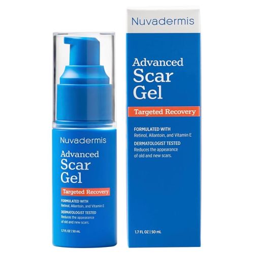 NUVADERMIS Scar Gel - Scar Cream for Surgical Scars - Transparent Gel Formula with Retinol and Vitamin E - Acne Scar Treatment, Keloid Scar Treatment, Scar Removal Cream - 1.7 Fl Oz, 1 Pack
