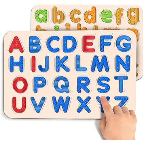 Sensory Silicone Letter Tracing Pad: Double-Sided Textured Sensory Toys for Learning Focus & Fine Motor, Quiet Travel Toy, Preschool Learning Activities, Educational Montessori Toys for Toddlers Kids
