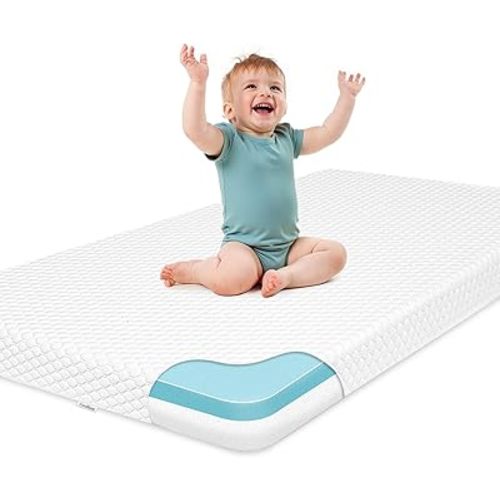 Pack and Play Mattress 38" x 26", Dual Sided Pack N Play Mattresses Pad with Removable Breathable Cover for Toddler and Baby, Portable Soft & Firm Memory Foam Mattress for Pack n Play