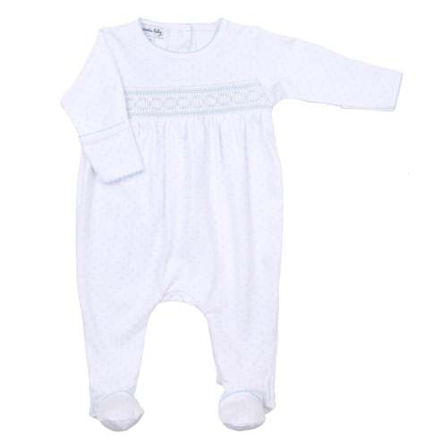 Magnolia Baby Boy Mini Dots Smocked Footie - Blue