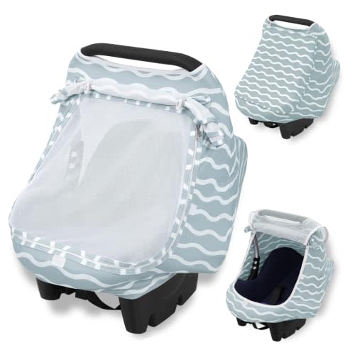 Orzbow Baby Car Seat Cover, Breathable Car Seat Canopy, Mesh Window, Gray | Universal Fit, Lightweight Infant Car Seat Cover for Girls & Boys, All-around Protection from Wind, Dust, Sun and Insects