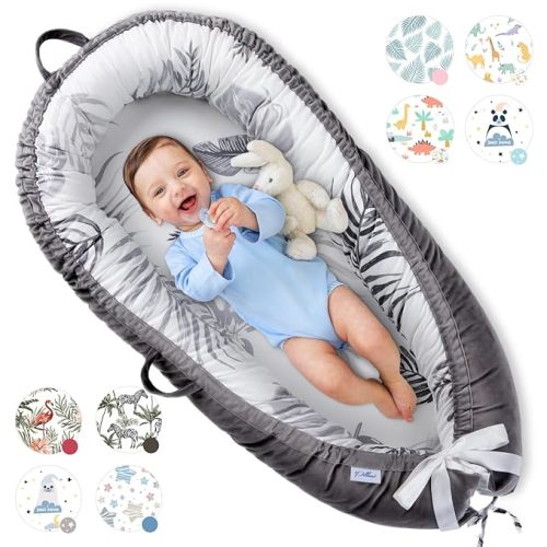 Baby Lounger for Newborn Cover - Newborn Lounger for 0-12 Months, Breathable & Portable Infant Lounger - Adjustable Cotton Soft Baby Floor Seat for Travel, Newborn Essentials - Baby Snuggle - Leavess