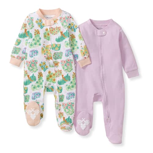 Burt's Bees Baby Girls' Organic Cotton Sleep and Play Footed Pajamas