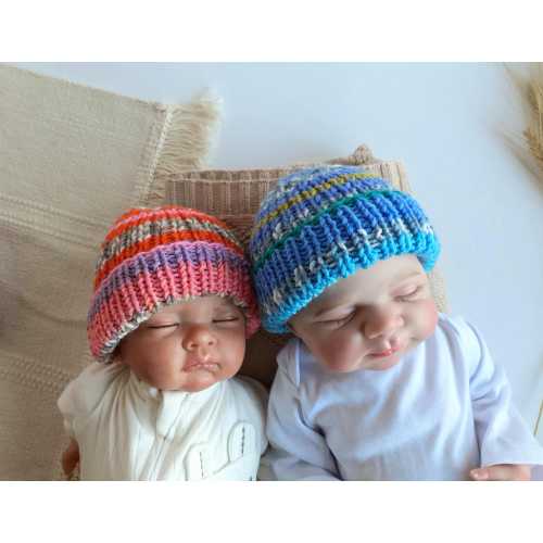 Newborn Knit Ribbed Beanie–Hospital Baby Hat-Soft Custom Colors Baby Gift-0-3 months-Coming Home Outfit
