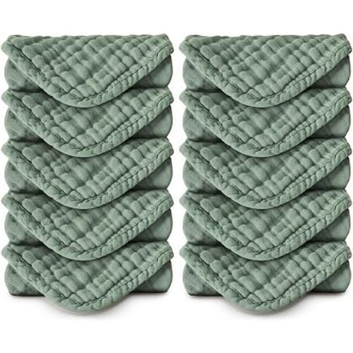 Baby Washcloths - Burp Cloths Baby Girl Boy Baby Wipes - Soft Newborn Face Towels and Wash Burping Cloths for Babies Sensitive Skin, Registry Search, 10 Pack 11.8x11.8 inches