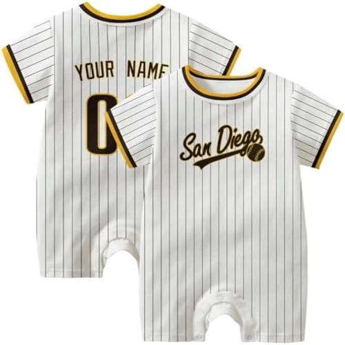 KREDE Baby Clothes Unisex White Bodysuit Rompers Custom Name Number for Baby Boys