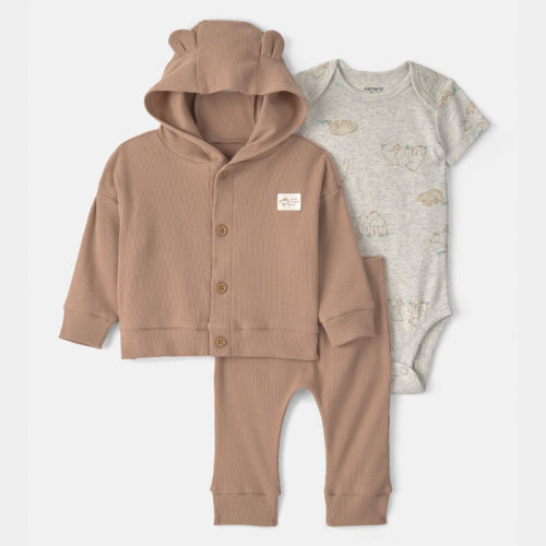 Baby 3-Piece Bear Layering Set - Grey/Brown | Carter’s Oshkosh Canada