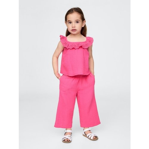 Baby & Toddler Gauze Eyelet Ruffle Outfit Set