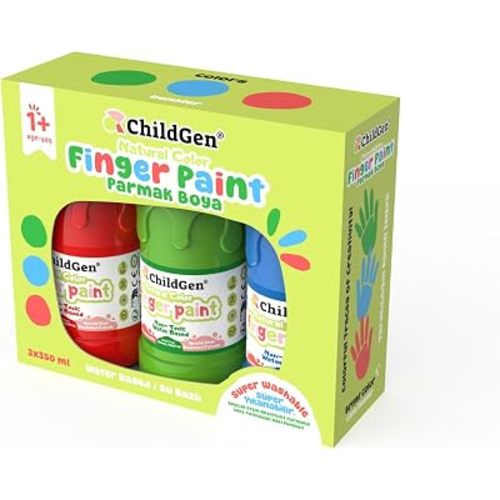 ChildGen Washable Finger Paint Set for Kids, 3 Non-Toxic Colors – Safe, Easy Clean, Arts & Crafts Paint for Toddlers & Children