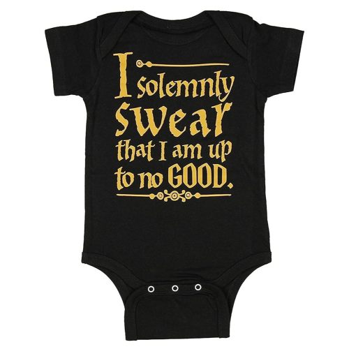 Harry Potter Unisex Baby I Solemnly Swear That I Am Up To No Good One Piece Bodysuit - Black (6 Months)