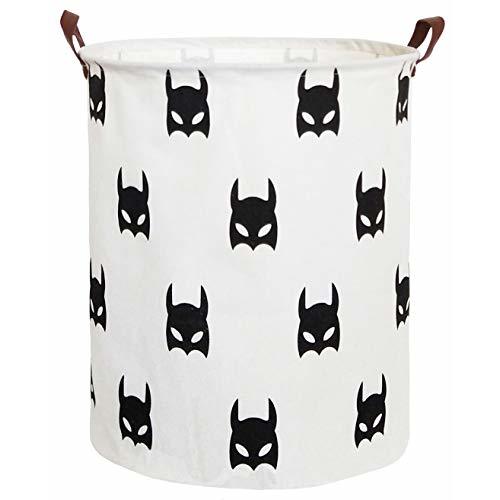 HIYAGON Large Sized Storage Baskets with Handle,Collapsible & Convenient Home Organizer Containers for Kids Toys,Baby Clothing (Black Bats)