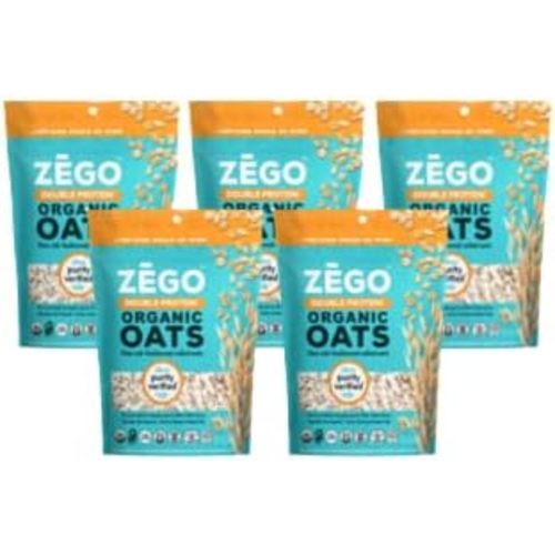 ZEGO Double Protein Raw Oats, Organic, Purity Protocol Gluten Free, GIyphosate Free, 14oz Bags, 5 Bags (70oz ttl), RAW: FOLLOW PREP INSTRUCTIONS CAREFULLY