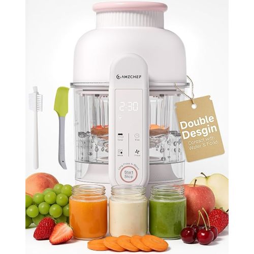 Baby Food Maker with Auto Steam & Blend, 9-in-1 Baby Puree Maker with Food-grade glass, BPA-Free & Easy Cleaning, Touch Screen, Dishwasher Safe, Off-white