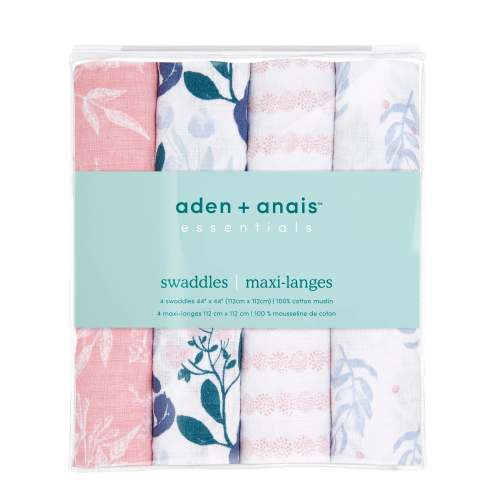 aden + anais Flowers Bloom 4pk swaddles